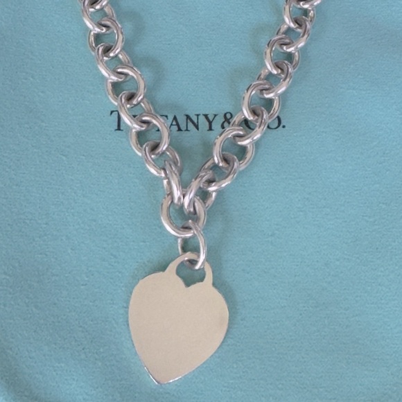 Tiffany & Co. .925 Engravable  Heart Tag Choker 16" - Picture 2 of 16